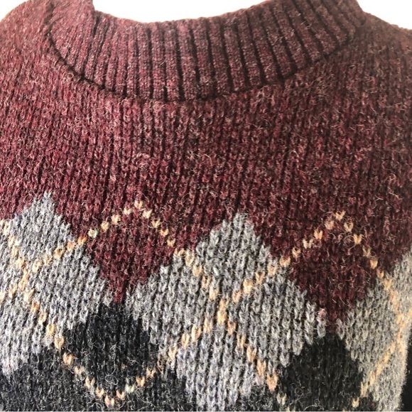Pendleton Wool Sweater 38 L Argyle Design Heathers Burgundy Charcoal Grey - Picture 2 of 7